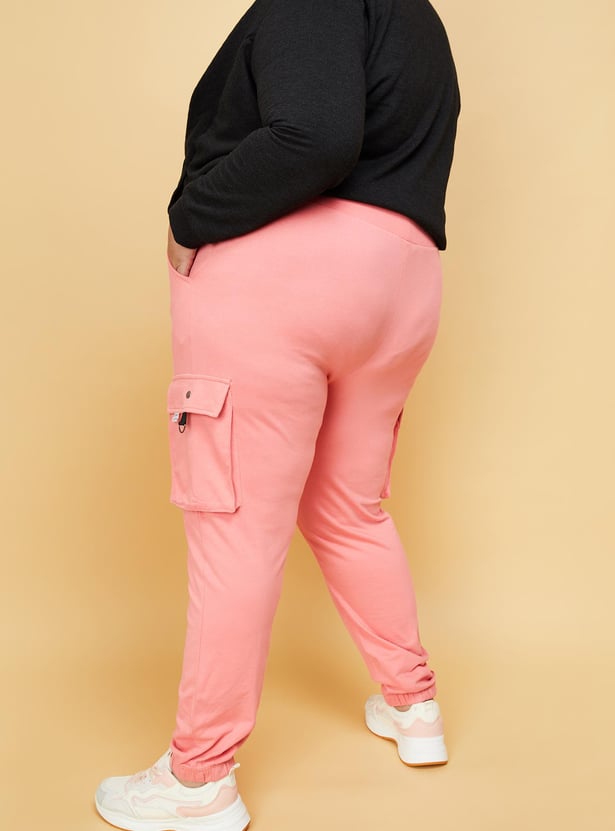 Women Solid Joggers with Cargo Pockets
