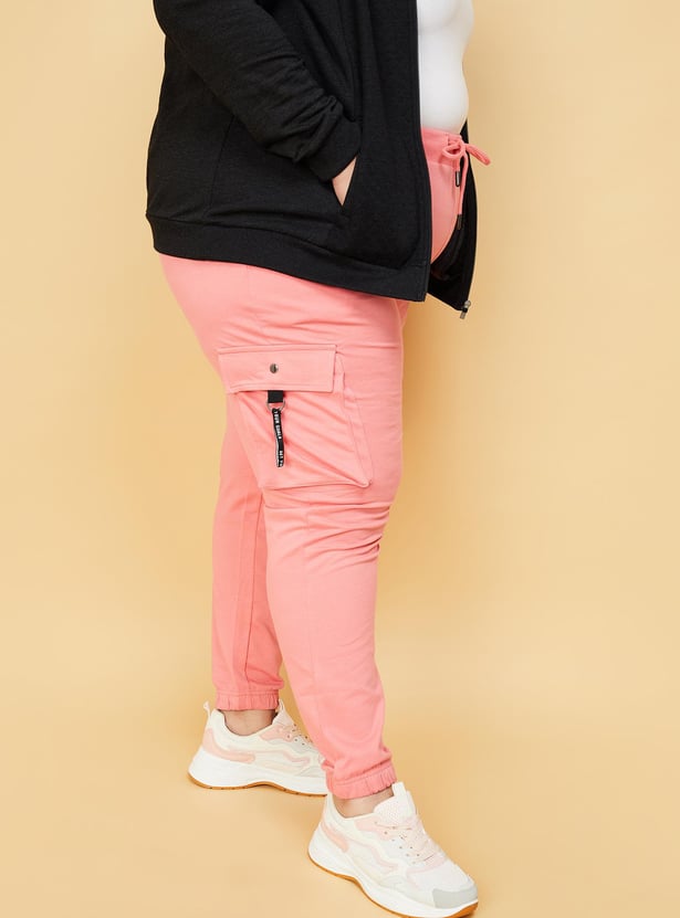 Women Solid Joggers with Cargo Pockets