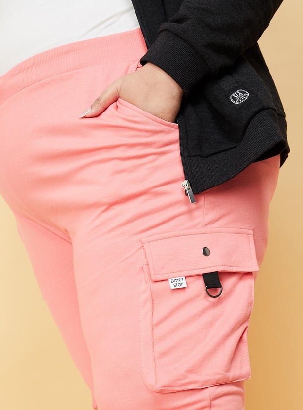 Women Solid Joggers with Cargo Pockets