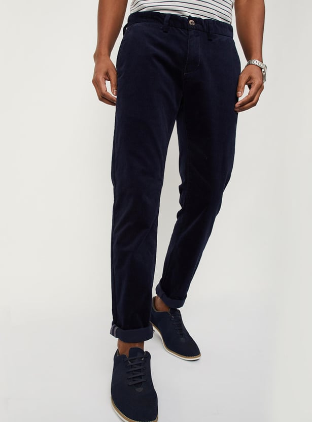 Men Corduroy Textured Skinny Fit Chinos