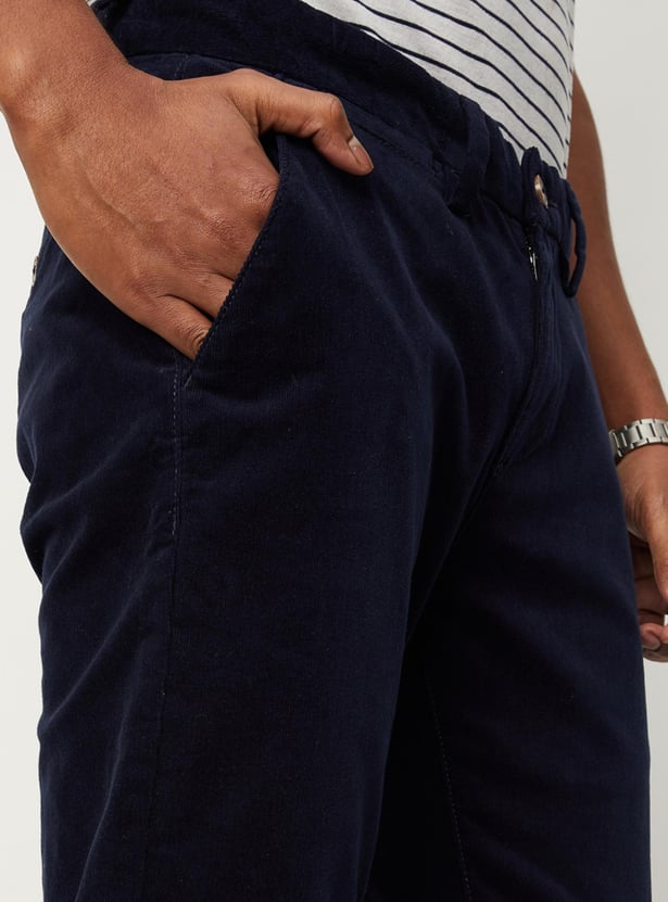 Men Corduroy Textured Skinny Fit Chinos