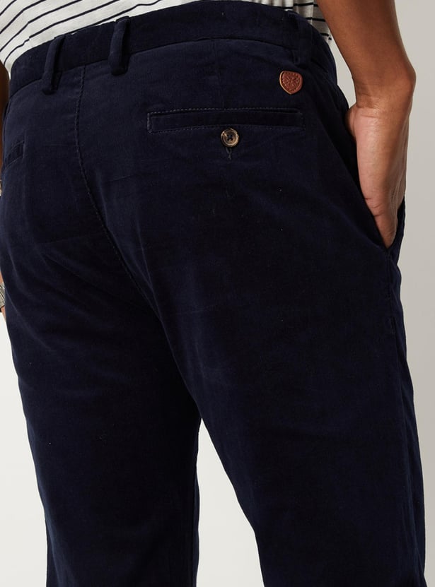 Men Corduroy Textured Skinny Fit Chinos