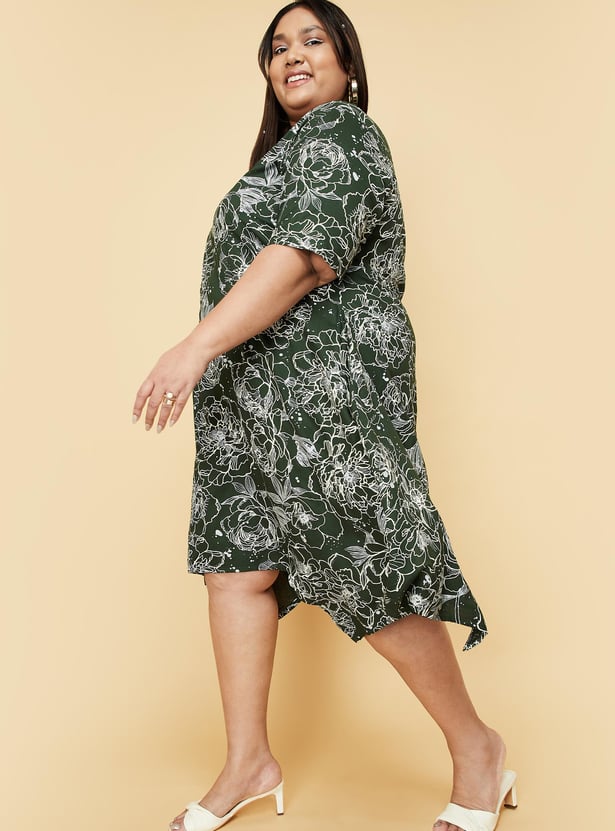 Women Printed Handkerchief Hem Dress