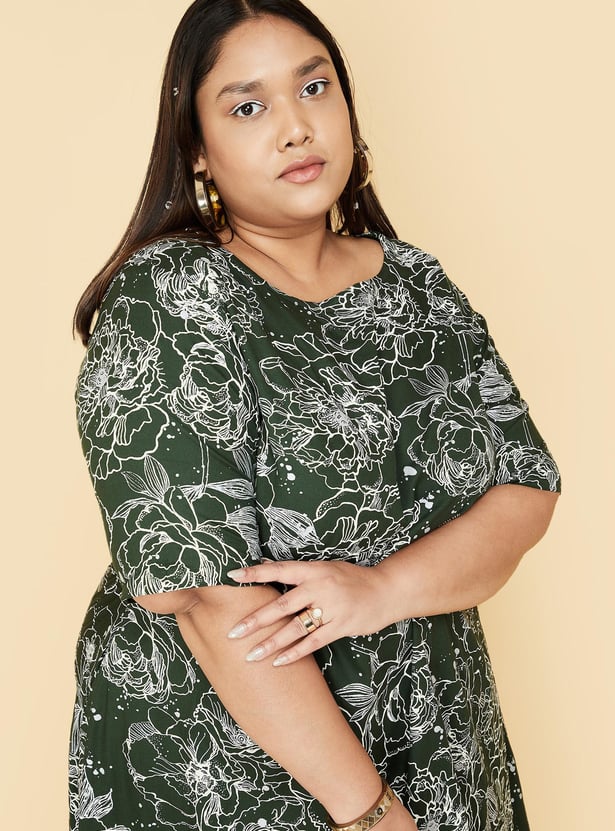 Women Printed Handkerchief Hem Dress