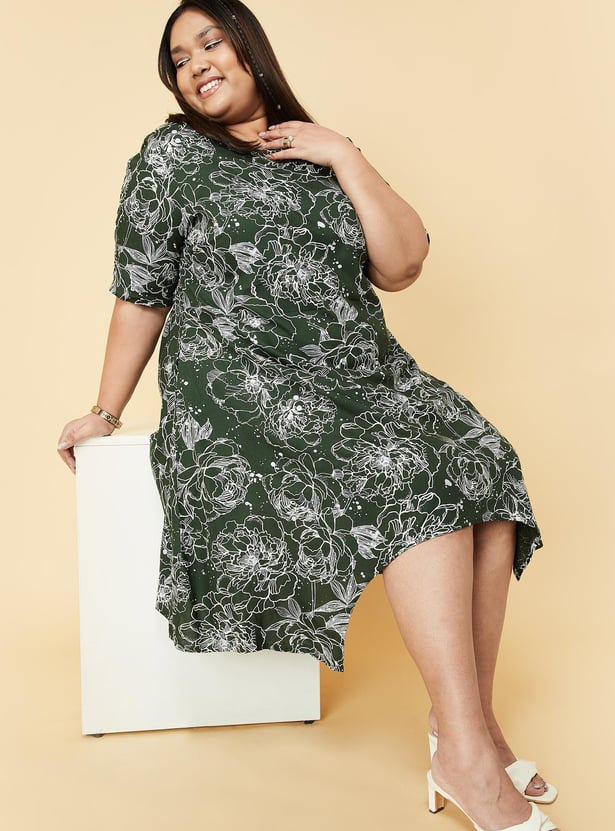 Women Printed Handkerchief Hem Dress