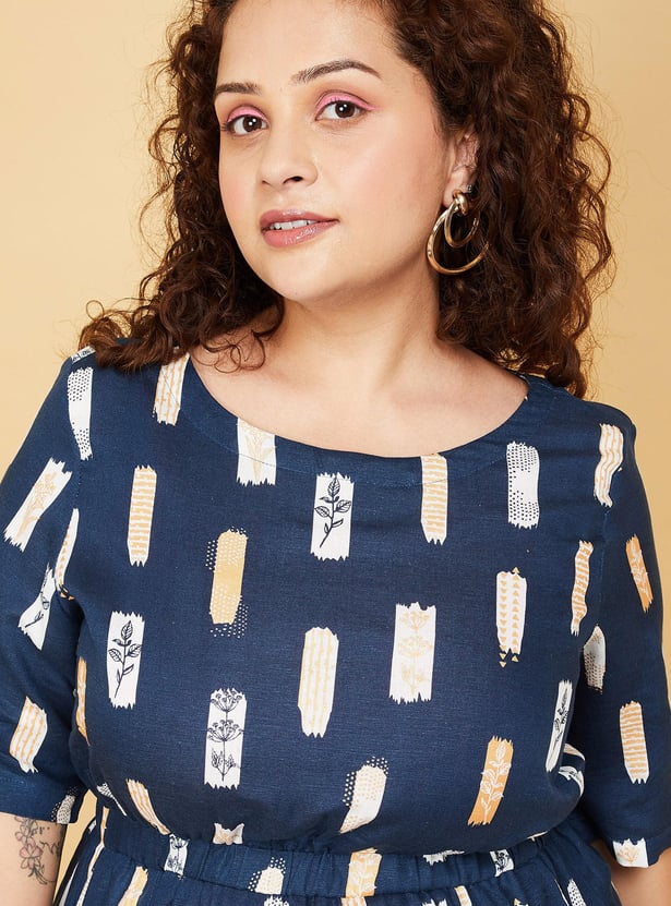 Women Printed Elasticated Waist Dress