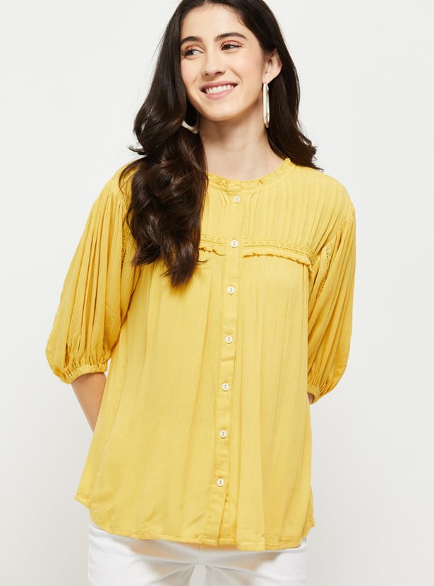 Women Pintucked Balloon Sleeve Top