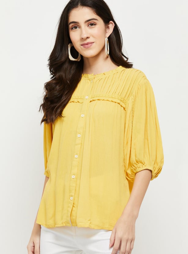 Women Pintucked Balloon Sleeve Top