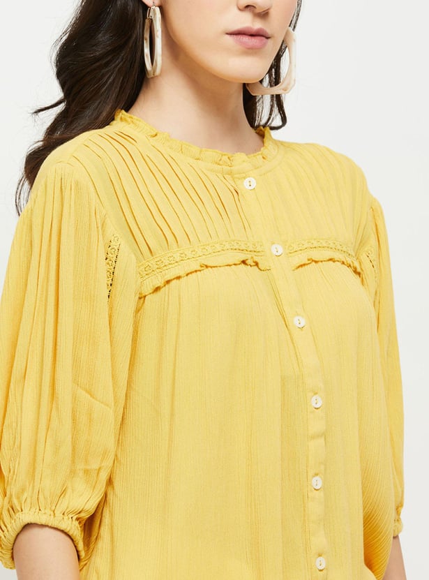 Women Pintucked Balloon Sleeve Top