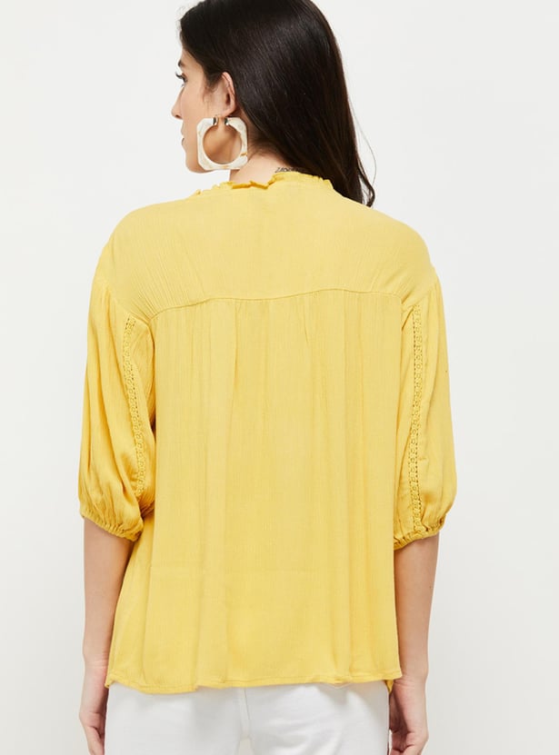 Women Pintucked Balloon Sleeve Top