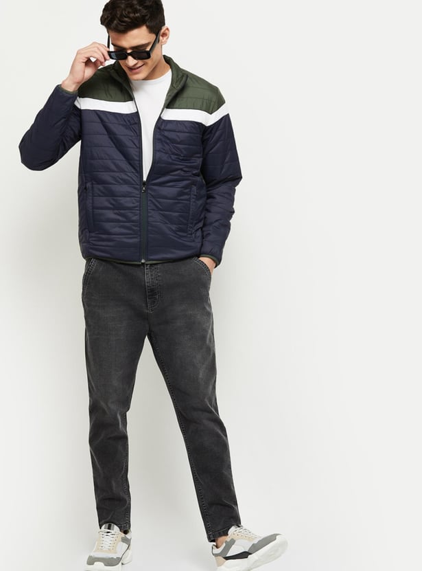 Men Solid Reversible Puffer Jacket
