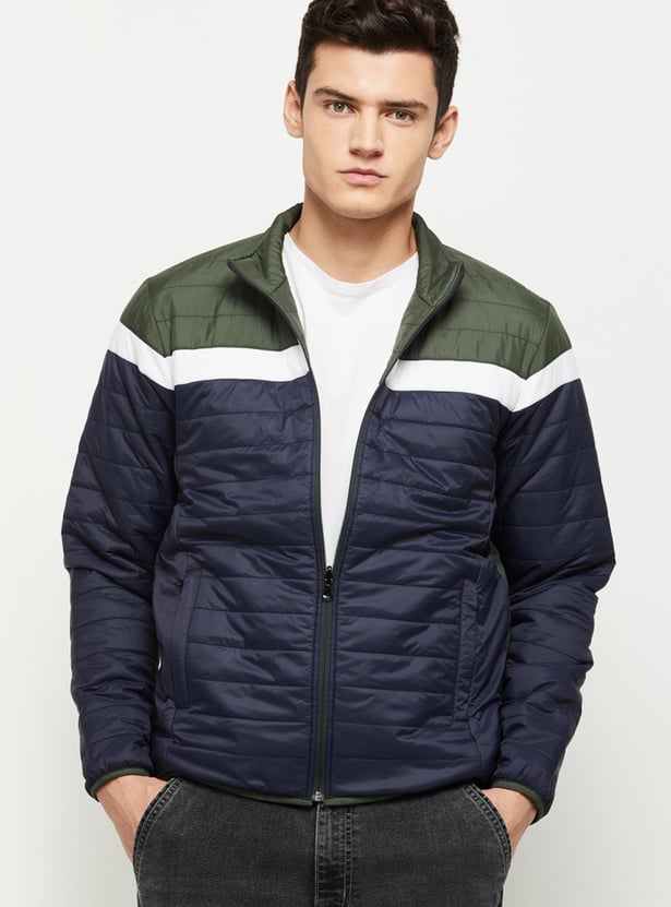 Men Solid Reversible Puffer Jacket