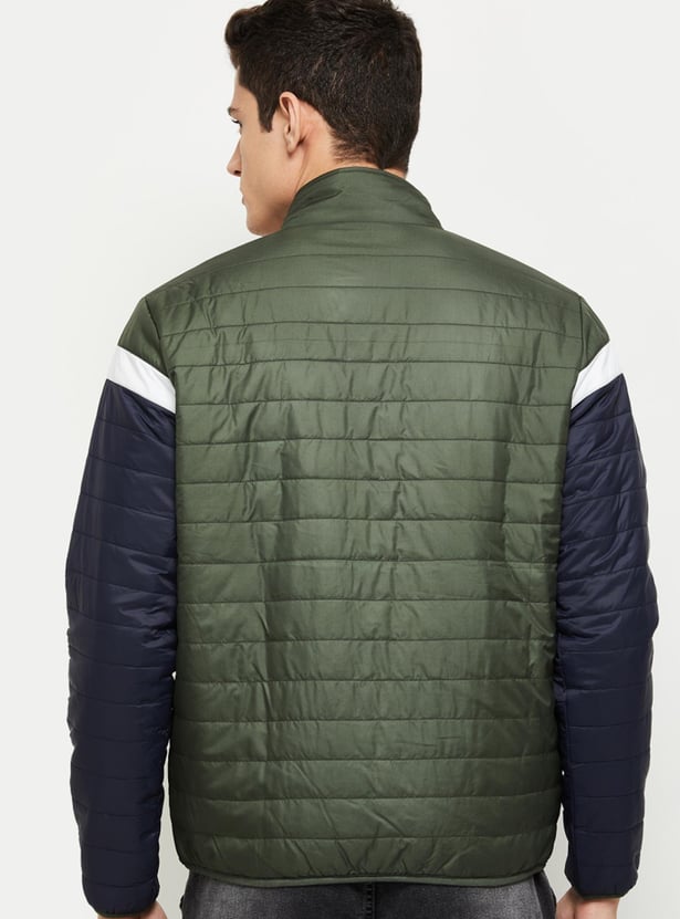 Men Solid Reversible Puffer Jacket
