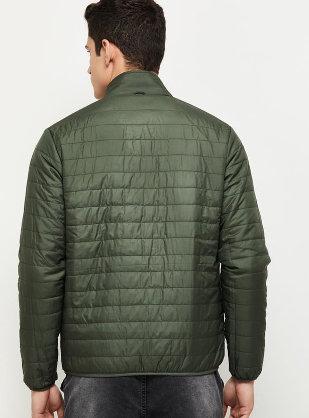 Men Solid Reversible Puffer Jacket