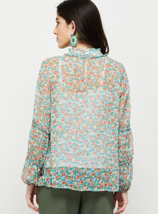 Women Floral Printed Full Sleeves Casual Top