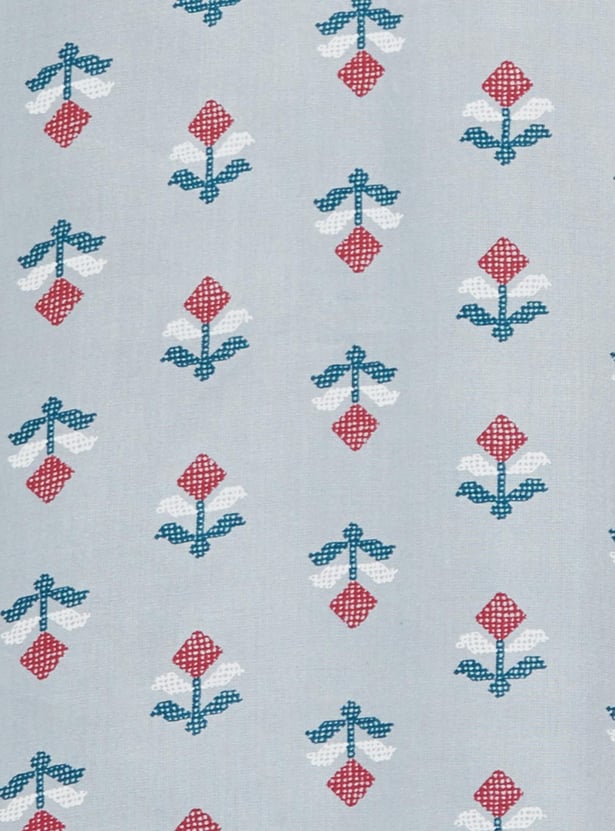 Women Printed Three-Quarter Sleeves Kurta with Elasticated Straight Pant