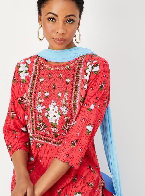Women Printed Kurta Set with Straight Pants