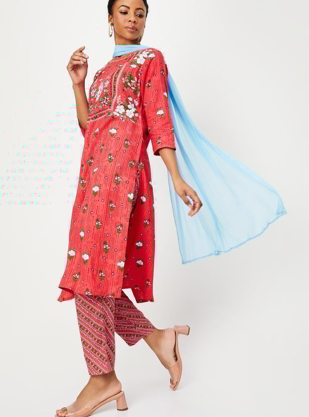 Women Printed Kurta Set with Straight Pants