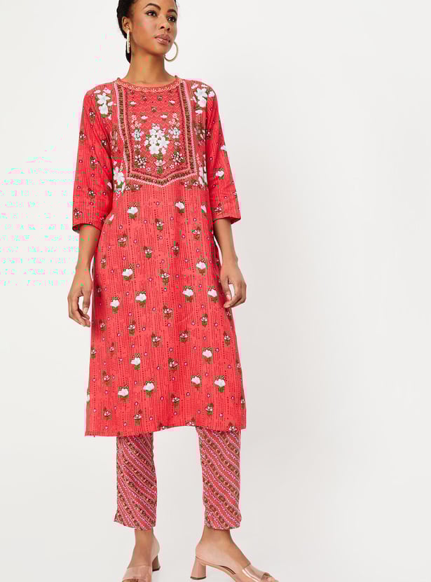 Women Printed Kurta Set with Straight Pants