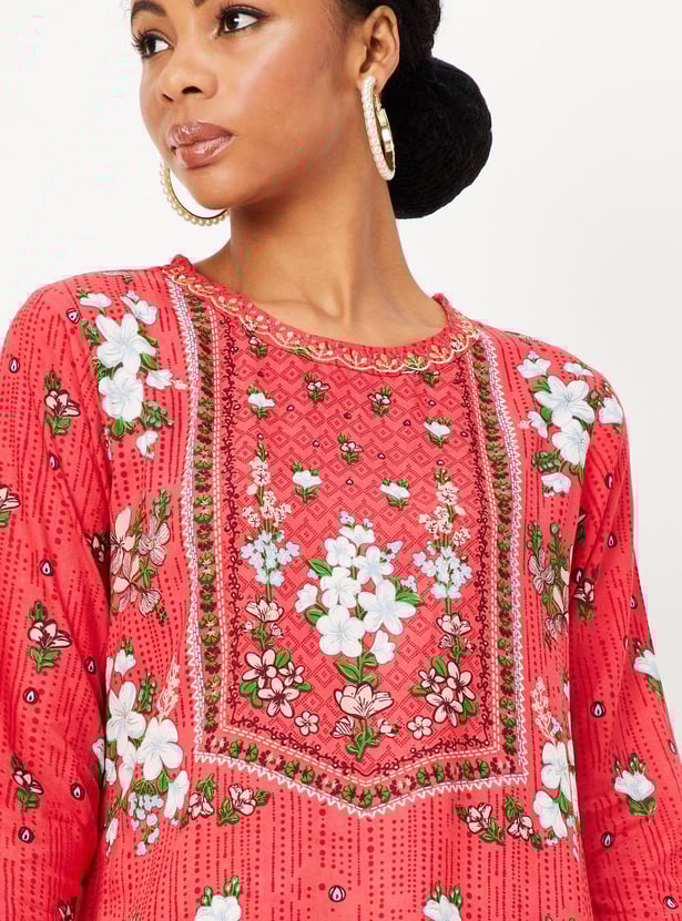 Women Printed Kurta Set with Straight Pants