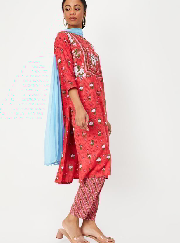 Women Printed Kurta Set with Straight Pants