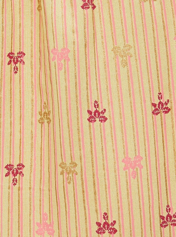 Women Floral Printed Straight Kurta with Elasticated Straight Pants