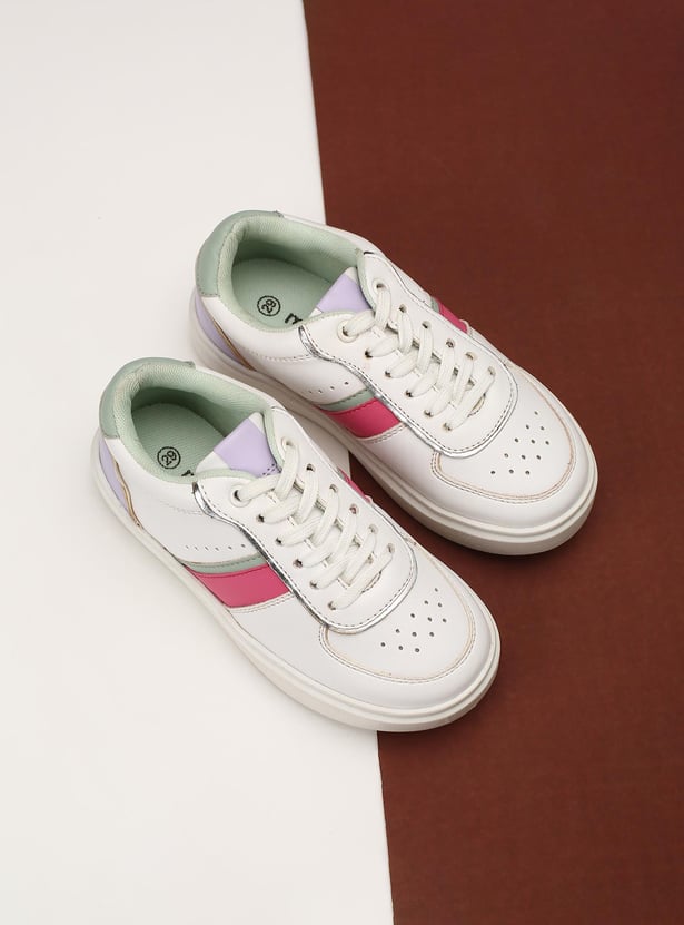 Girls Colourblock Lace-Up Casual Shoes
