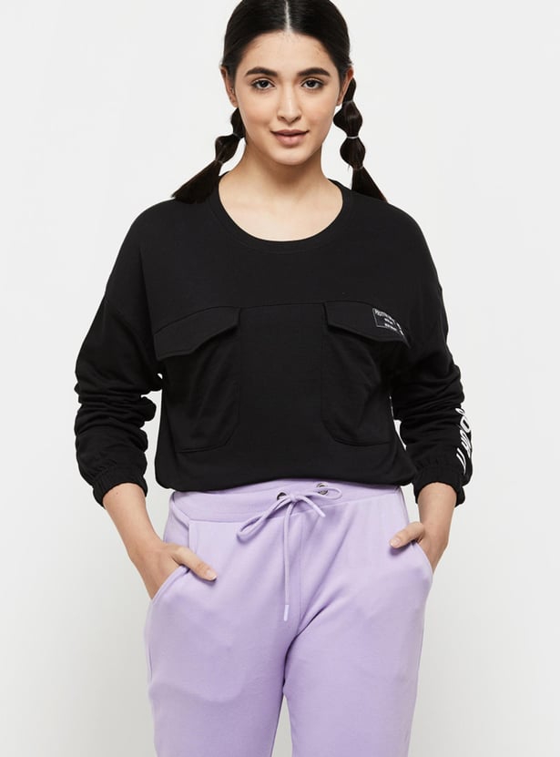 Women Printed Drop Shoulder Sports Sweatshirt 