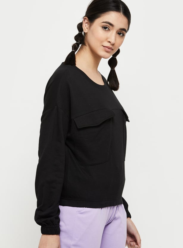 Women Printed Drop Shoulder Sports Sweatshirt 