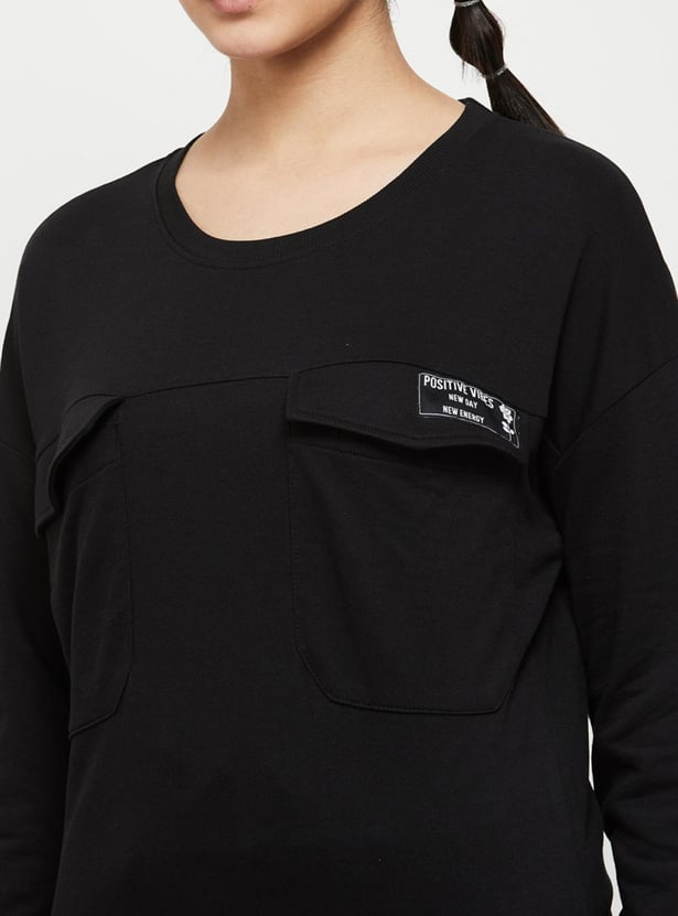 Women Printed Drop Shoulder Sports Sweatshirt 