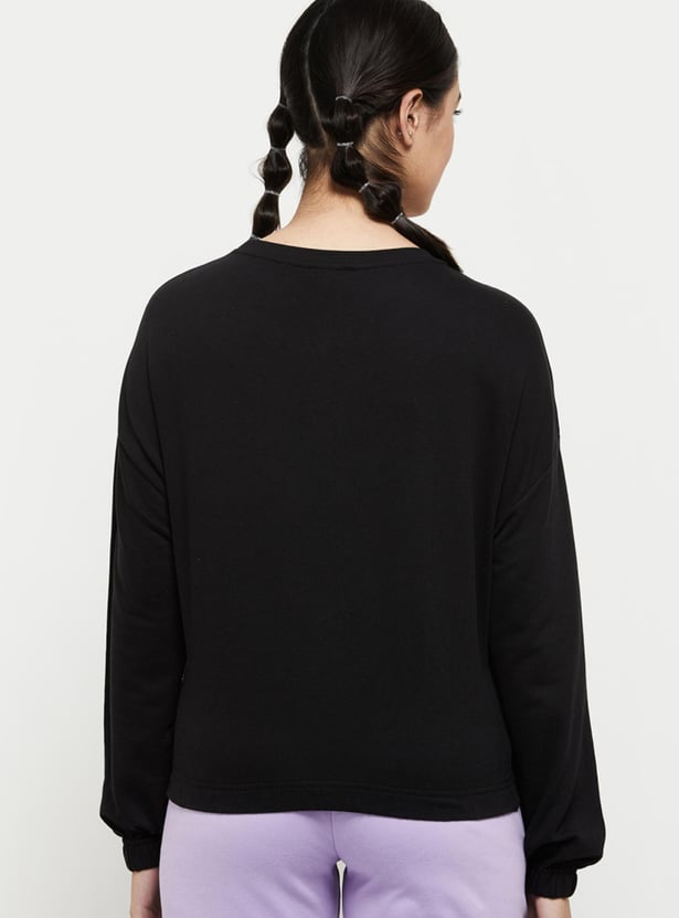 Women Printed Drop Shoulder Sports Sweatshirt 