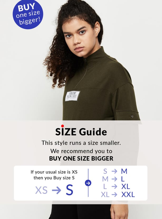 Women Printed High Neck Regular Fit Sweatshirt