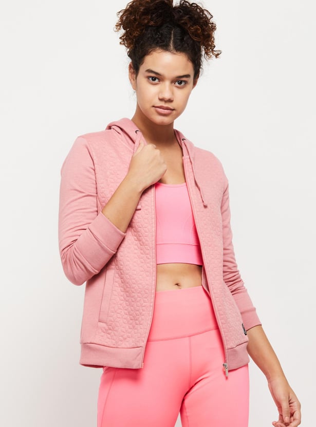 Women Quilted Cut And Sew Hooded Jacket with Pockets