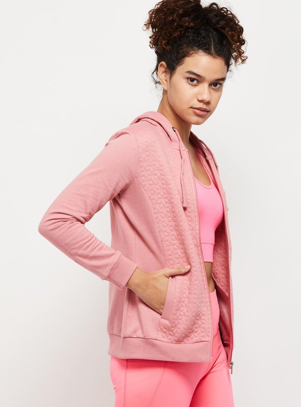 Buy Women Quilted Cut And Sew Hooded Jacket with Pockets Online at just