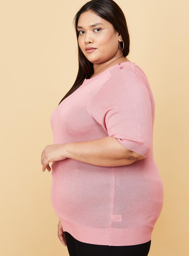 Women Solid Boat Neck Knit Top