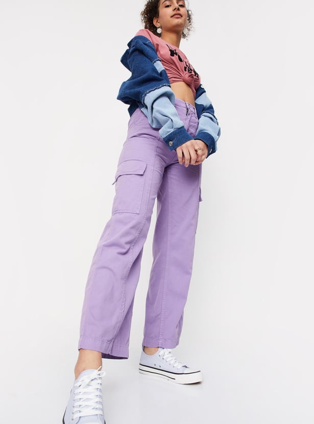 Women Textured Full-Length Regular Fit Cargo Trousers