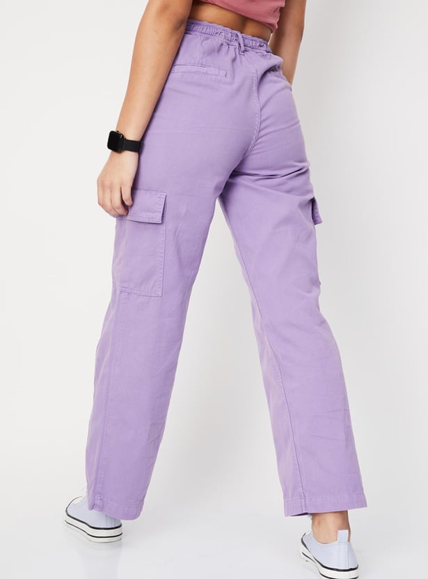 Women Textured Full-Length Regular Fit Cargo Trousers