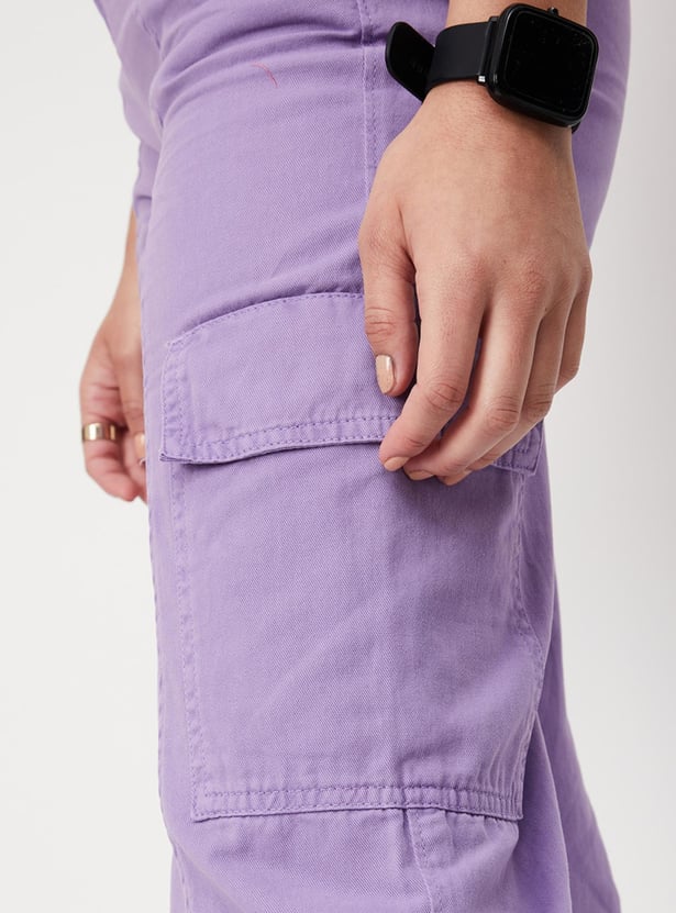Women Textured Full-Length Regular Fit Cargo Trousers