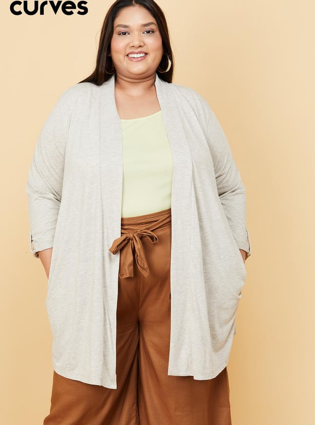 Women Solid Midi Length Shrug