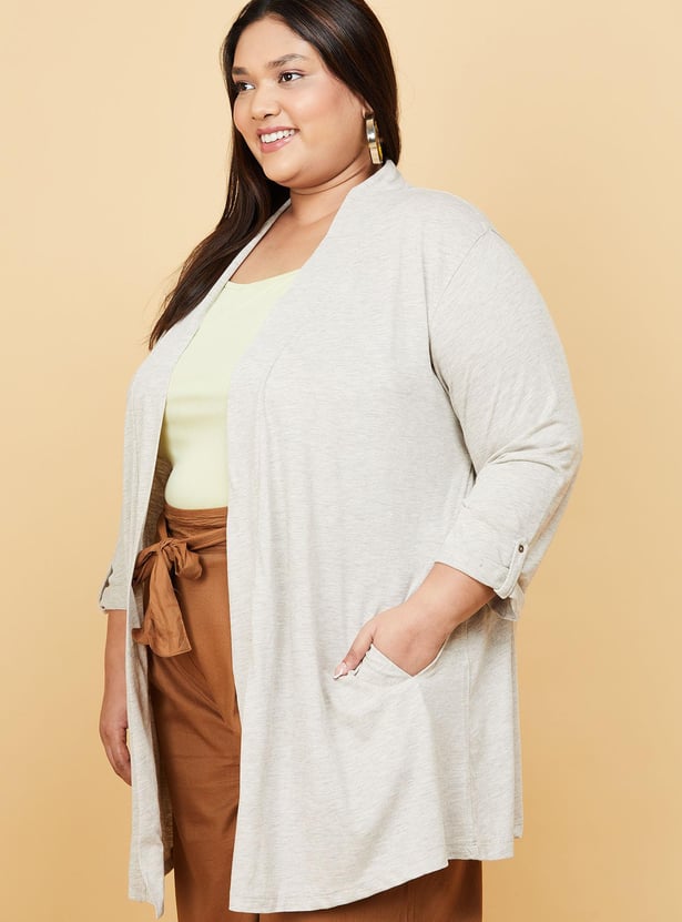 Women Solid Midi Length Shrug