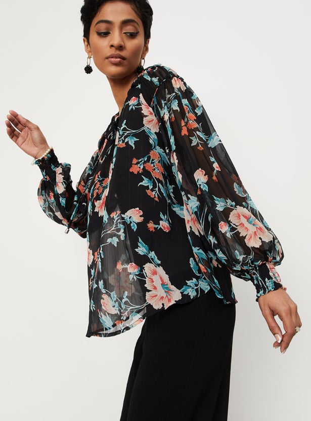 Women Printed Bishop Sleeve Top