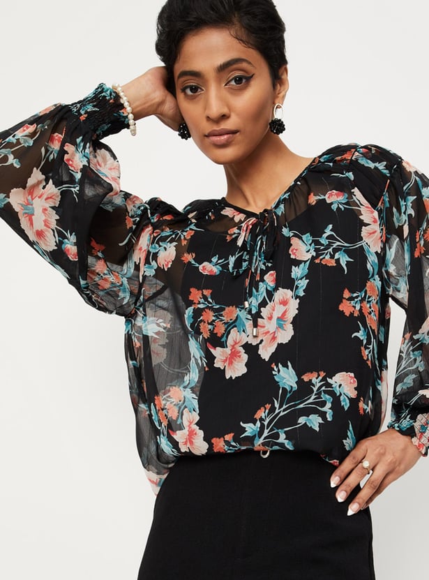 Women Printed Bishop Sleeve Top