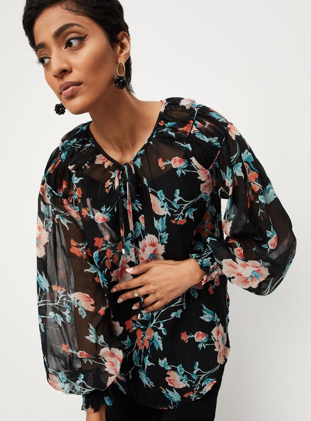 Women Printed Bishop Sleeve Top