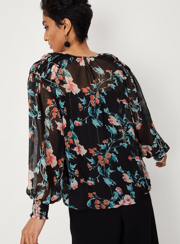 Women Printed Bishop Sleeve Top