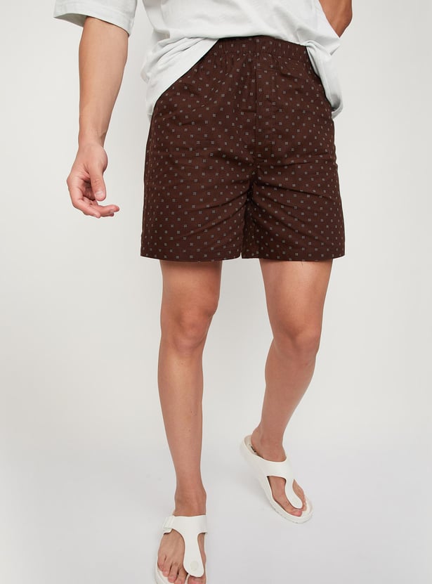 Men Printed Patch Pocket Boxer Shorts