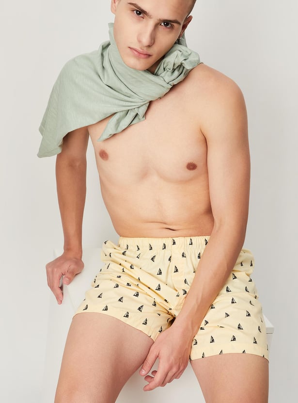 Men Printed Patch Pocket Boxers