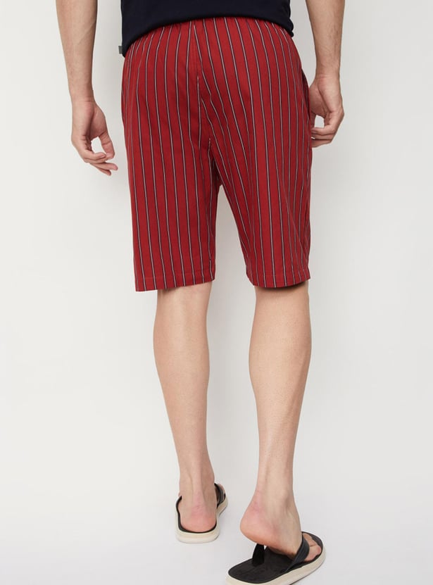 Men Striped Drawstring Lounge Shorts