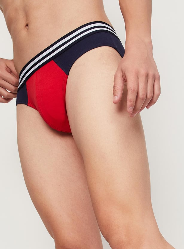 Men Colourblock Antibacterial Stretch Briefs - Pack of 2