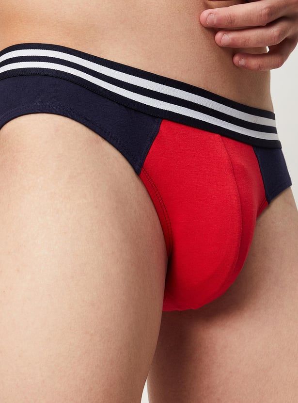 Men Colourblock Antibacterial Stretch Briefs - Pack of 2