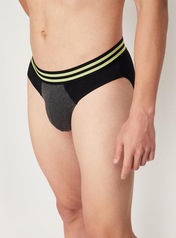 Men Colourblock Antibacterial Stretch Briefs - Pack of 2